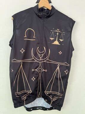 Cycling Jersey Vest - Black with Gold Libra Design
